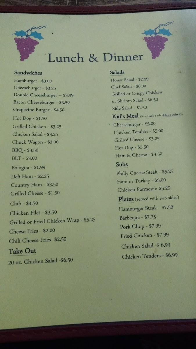 Menu Grapevine Cafe-1